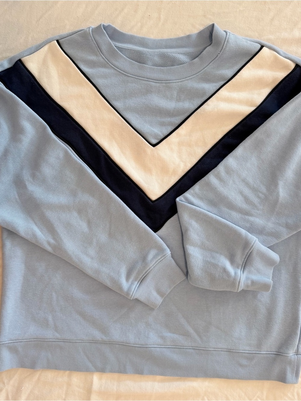 Maeve Anthropologie Colorblock Crewneck Fleece Sweatshirt Blue Stylish Workout S
